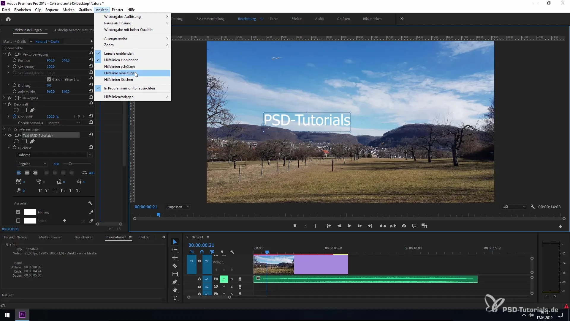 Hilfslinien in Premiere Pro CC 2019 schnell nutzen Hilfslinien in Premiere Pro CC 2019 schnell nutzen