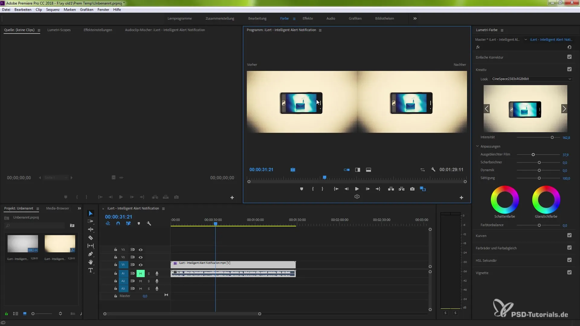 Vergleichsansicht in Premiere Pro CC 2018 für Farbkorrekturen Vergleichsansicht in Premiere Pro CC 2018 für Farbkorrekturen