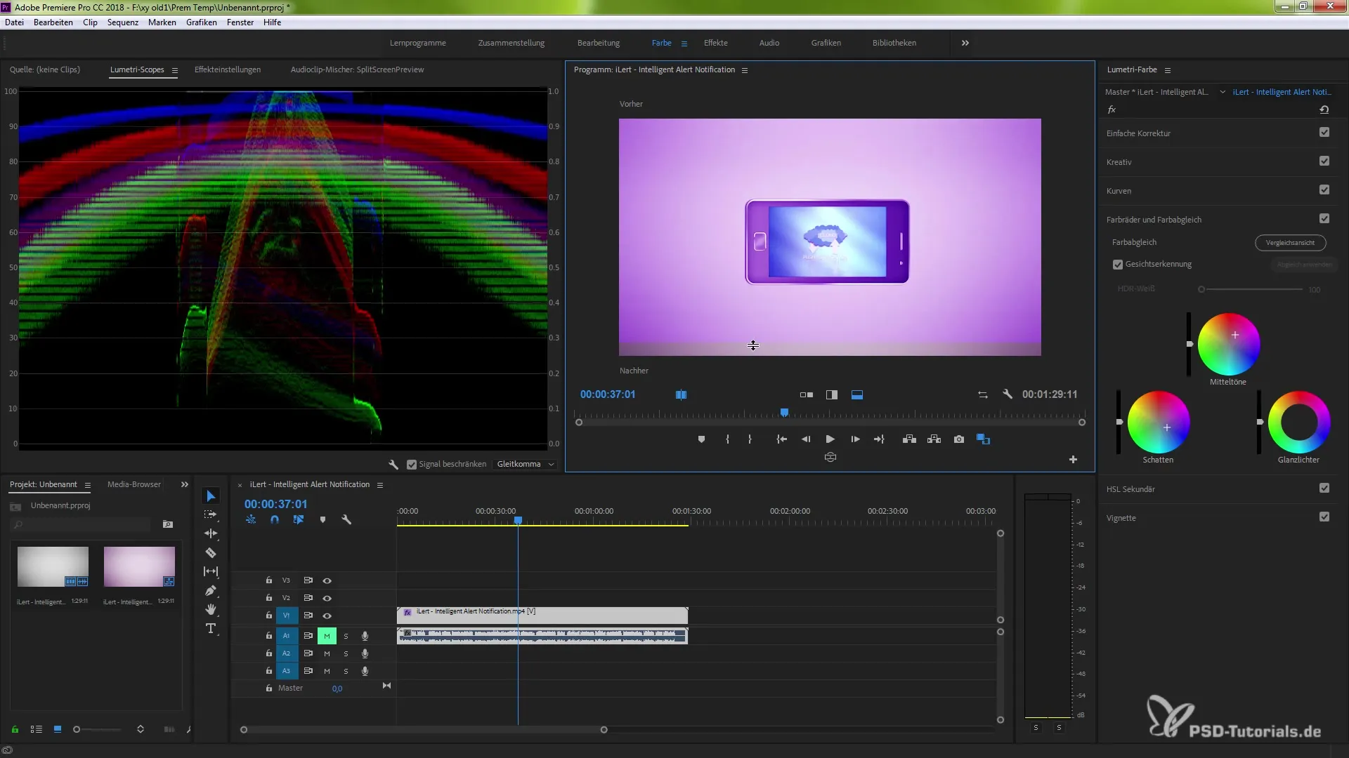 Vergleichsansicht in Premiere Pro CC 2018 für Farbkorrekturen Vergleichsansicht in Premiere Pro CC 2018 für Farbkorrekturen