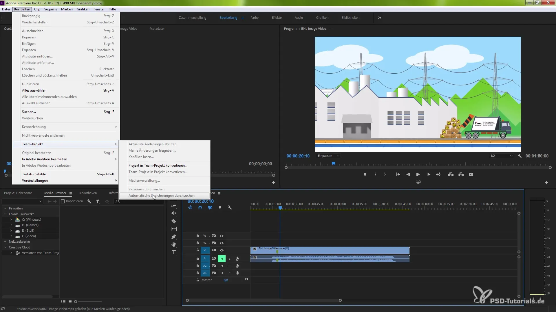 Team Projects in Premiere Pro CC 2018 – Anleitung für Version 1.0 Team Projects in Premiere Pro CC 2018 – Anleitung für Version 1.0