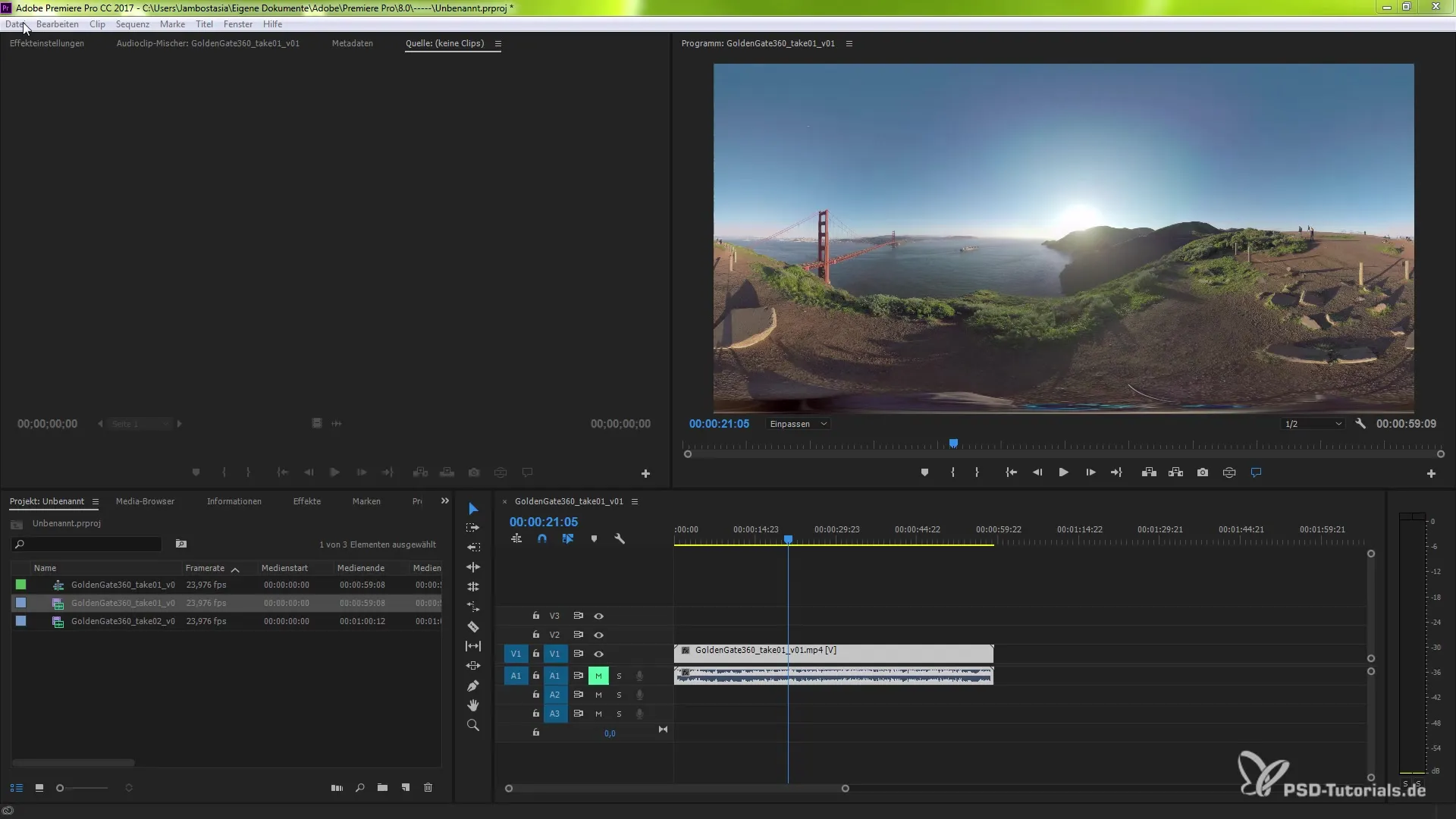Effiziente VR-Unterstützung in Premiere Pro CC 2017 Effiziente VR-Unterstützung in Premiere Pro CC 2017