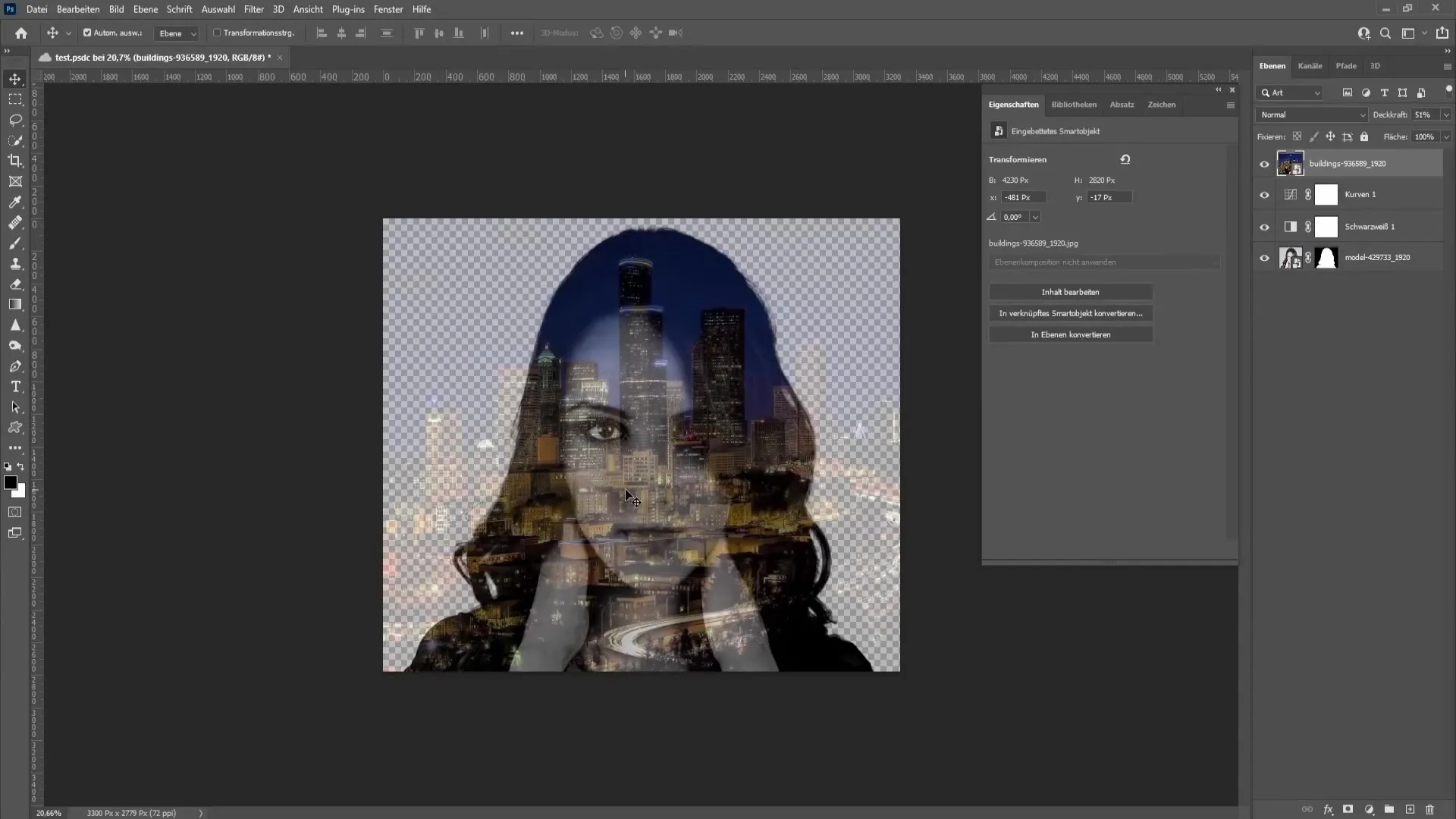Photoshopで2つの画像のオーバーレイが簡単にできます