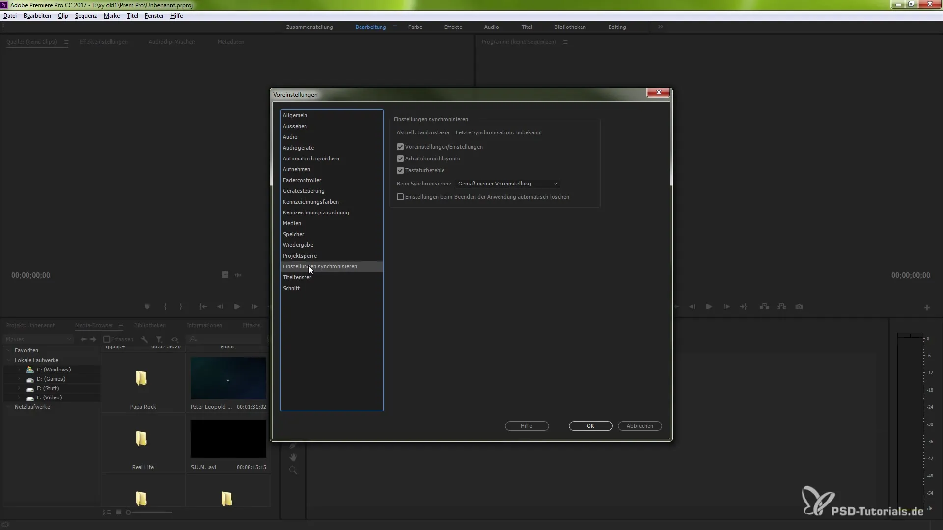 Synchronisation des projets et des paramètres dans Premiere Pro CC Synchronisation des projets et des paramètres dans Premiere Pro CC