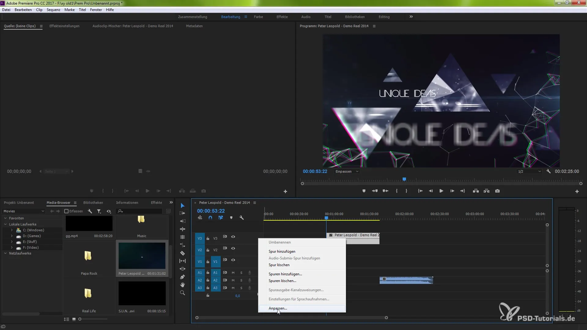 Individualisierung des Schnittfensters in Premiere Pro Individualisierung des Schnittfensters in Premiere Pro