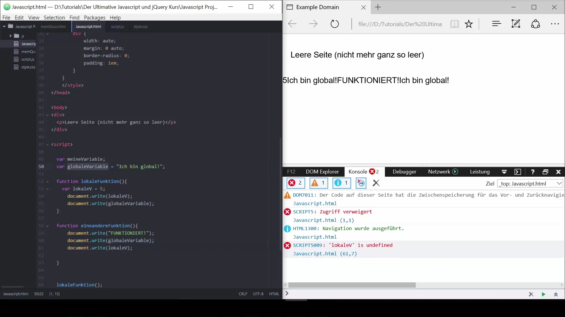 Global and local variables in JavaScript Global and local variables in JavaScript