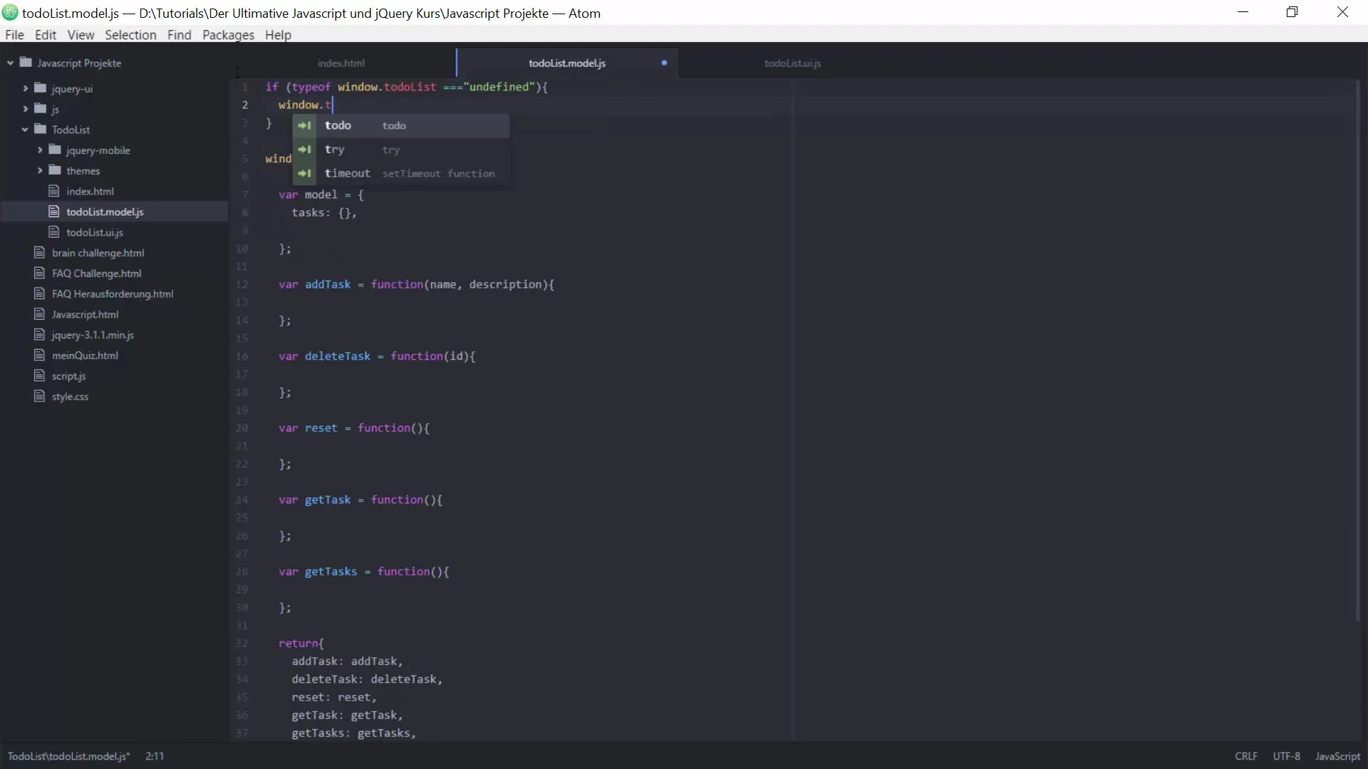 Architektur einer To-do-Liste in JavaScript