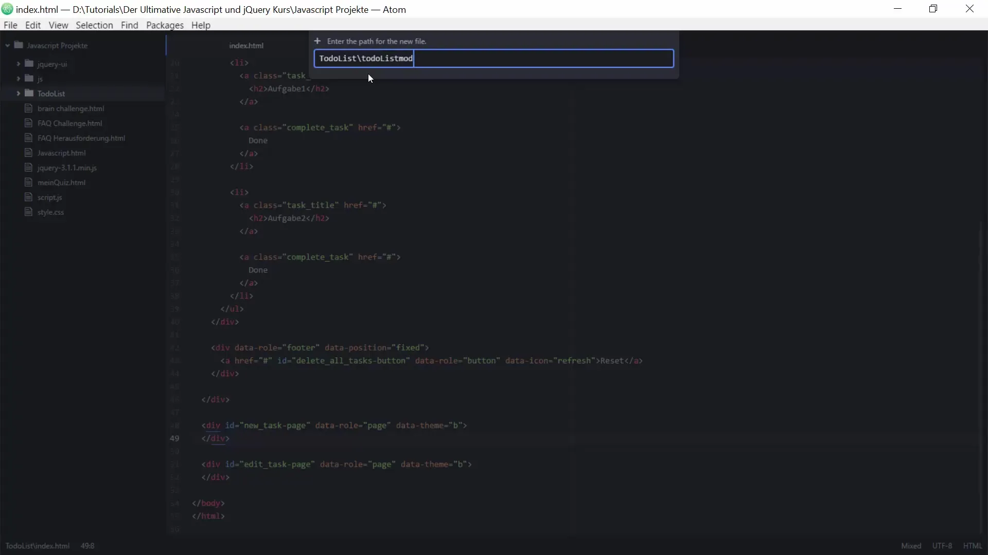 Architektur einer To-do-Liste in JavaScript