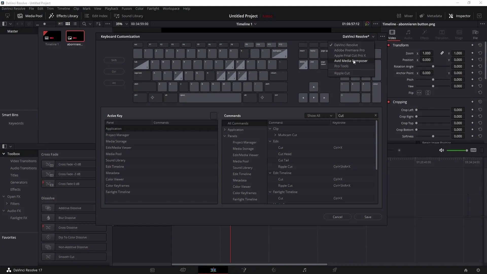 Nastavení klávesových zkratek v programu DaVinci Resolve je snadné