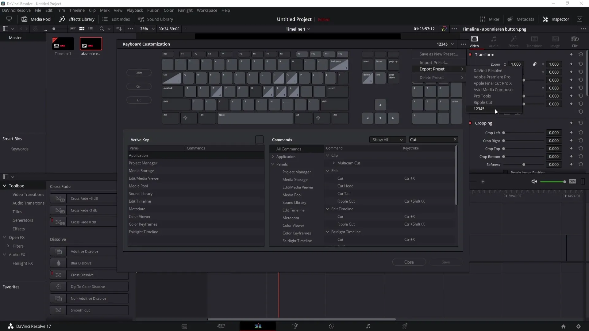 Nastavení klávesových zkratek v programu DaVinci Resolve je snadné