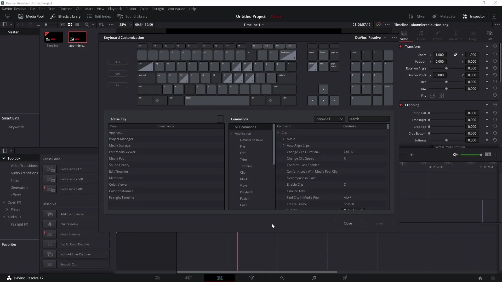 Nastavení zkratek kláves v programu DaVinci Resolve je snadné