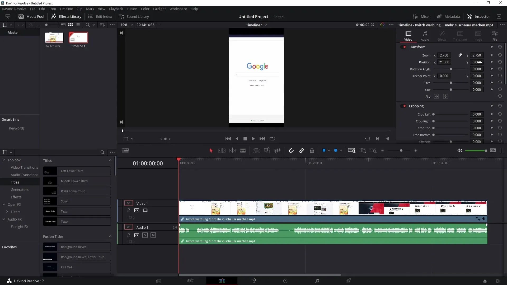 DaVinci Resolve에서 9대 16 포맷을 만드는 방법