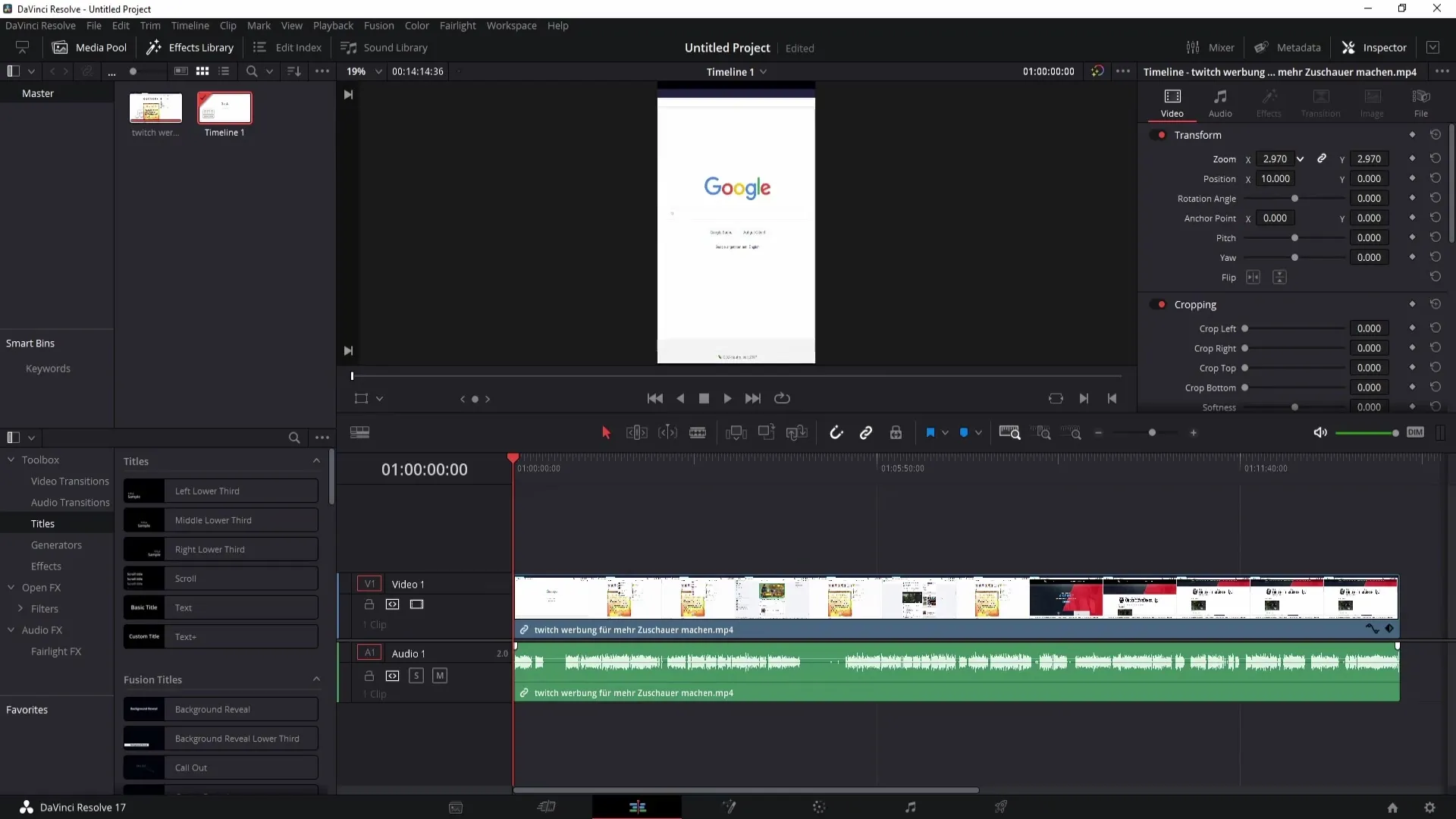DaVinci Resolve에서 9대 16 포맷을 만드는 방법