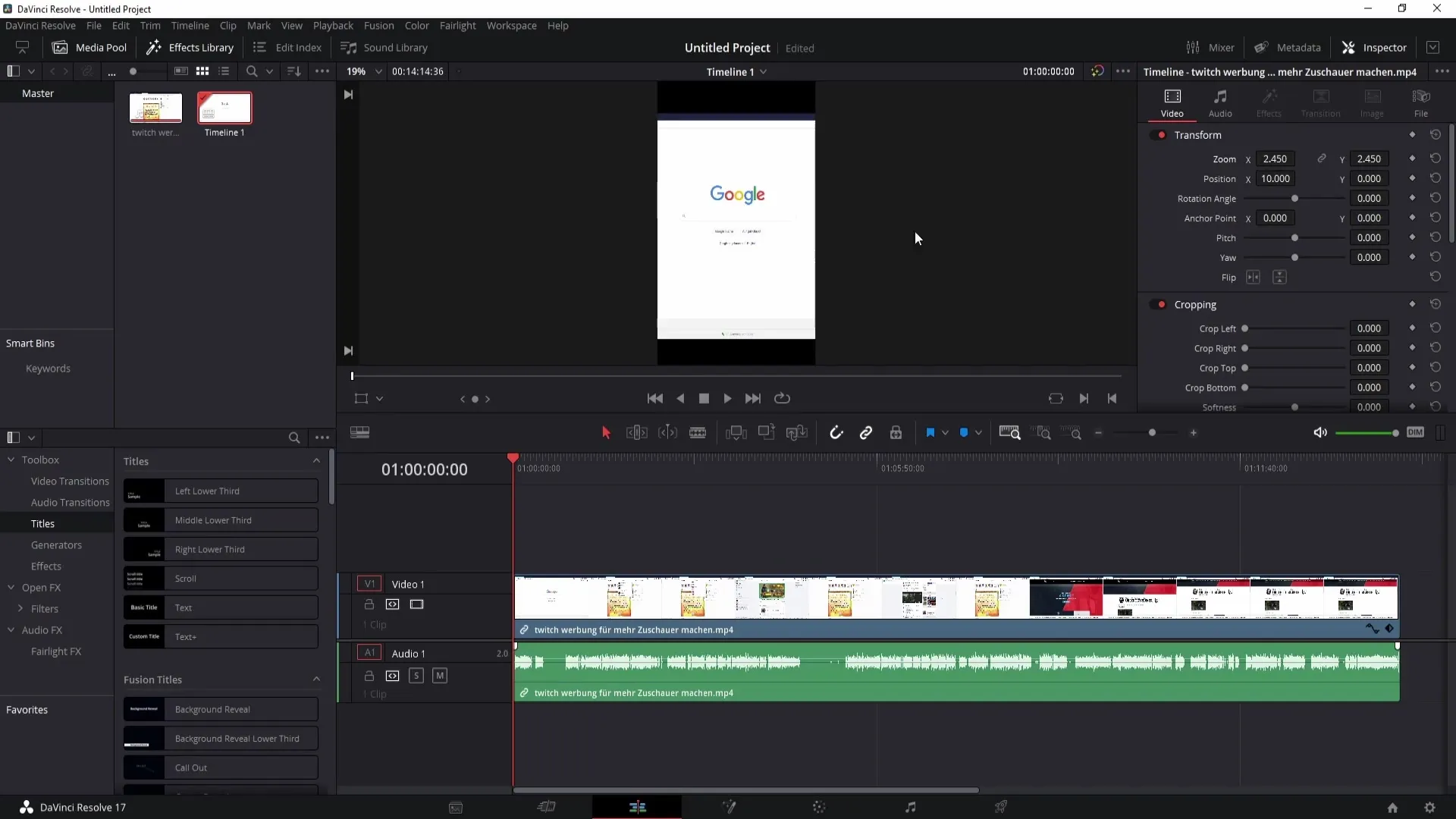 DaVinci Resolve에서 9대 16 포맷을 만드는 방법