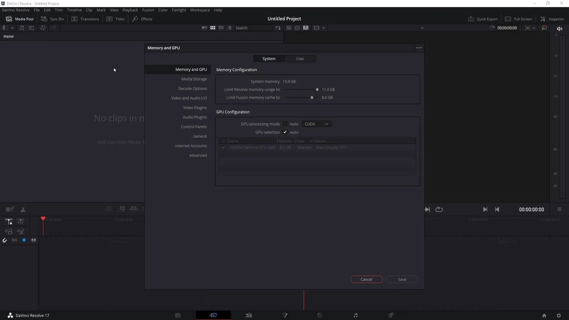 DaVinci Resolve: Změnit umístění pro zálohu, pracovní složky a klipy