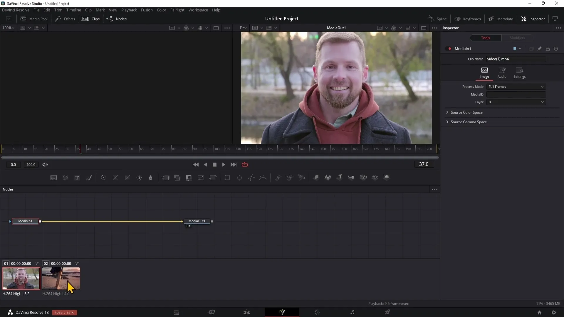 Základy oblasti fúzí v programu DaVinci Resolve