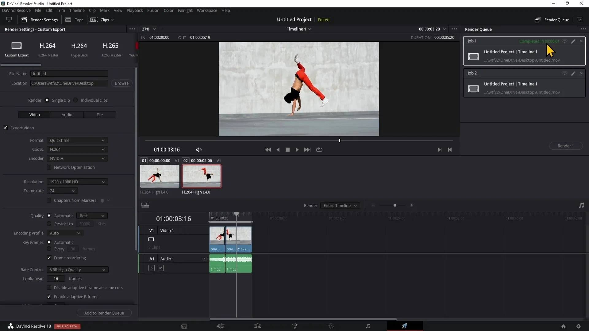 Efektivní práce v oblasti Deliver v DaVinci Resolve