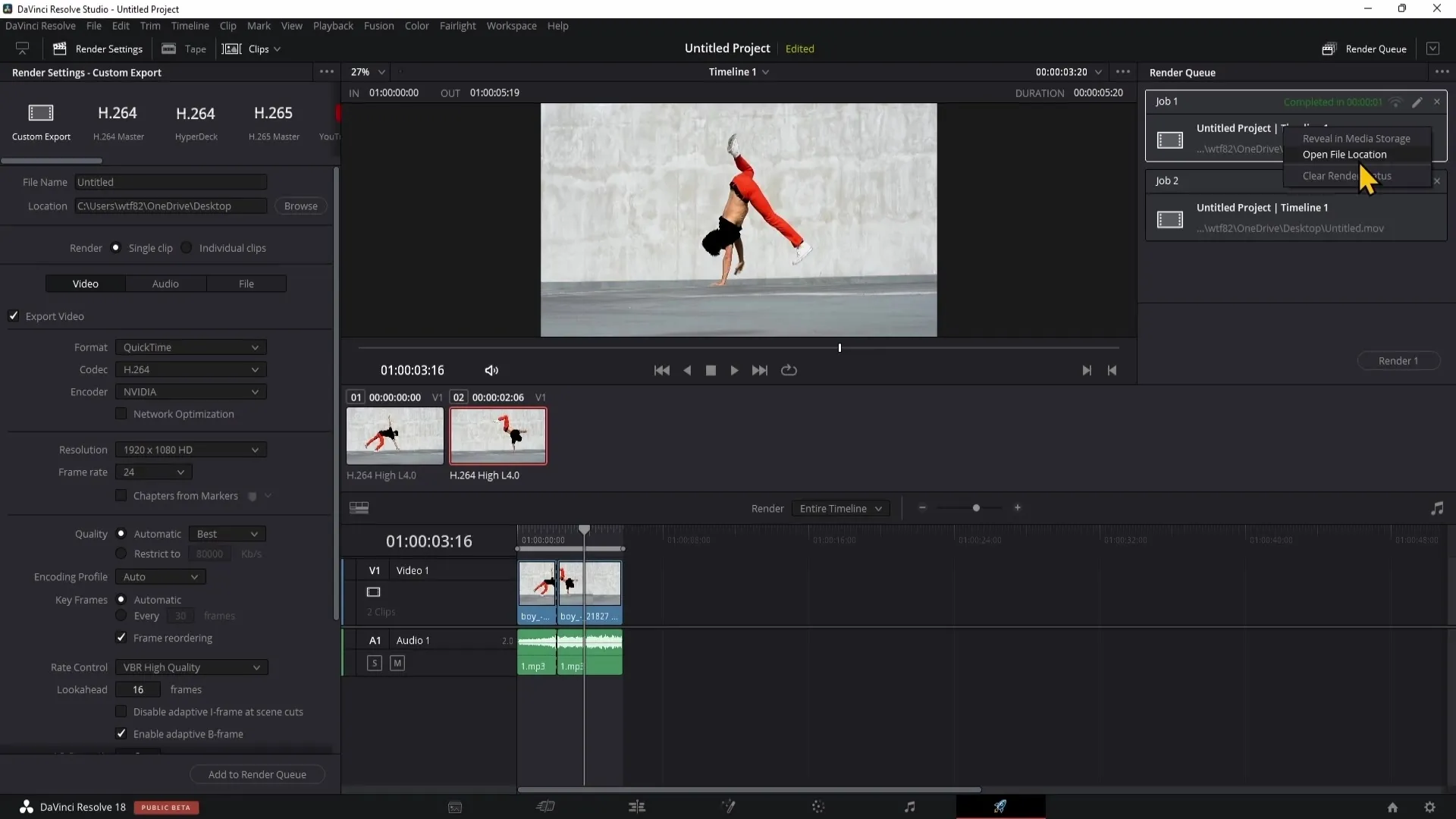 Efektivní práce v oblasti Deliver v programu DaVinci Resolve
