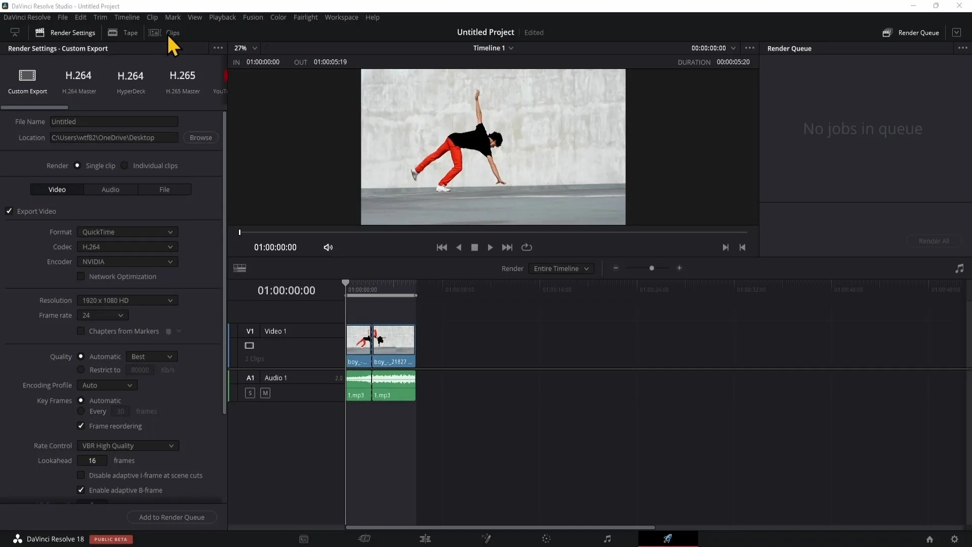 Efektivní práce v oblasti dodávání programu DaVinci Resolve