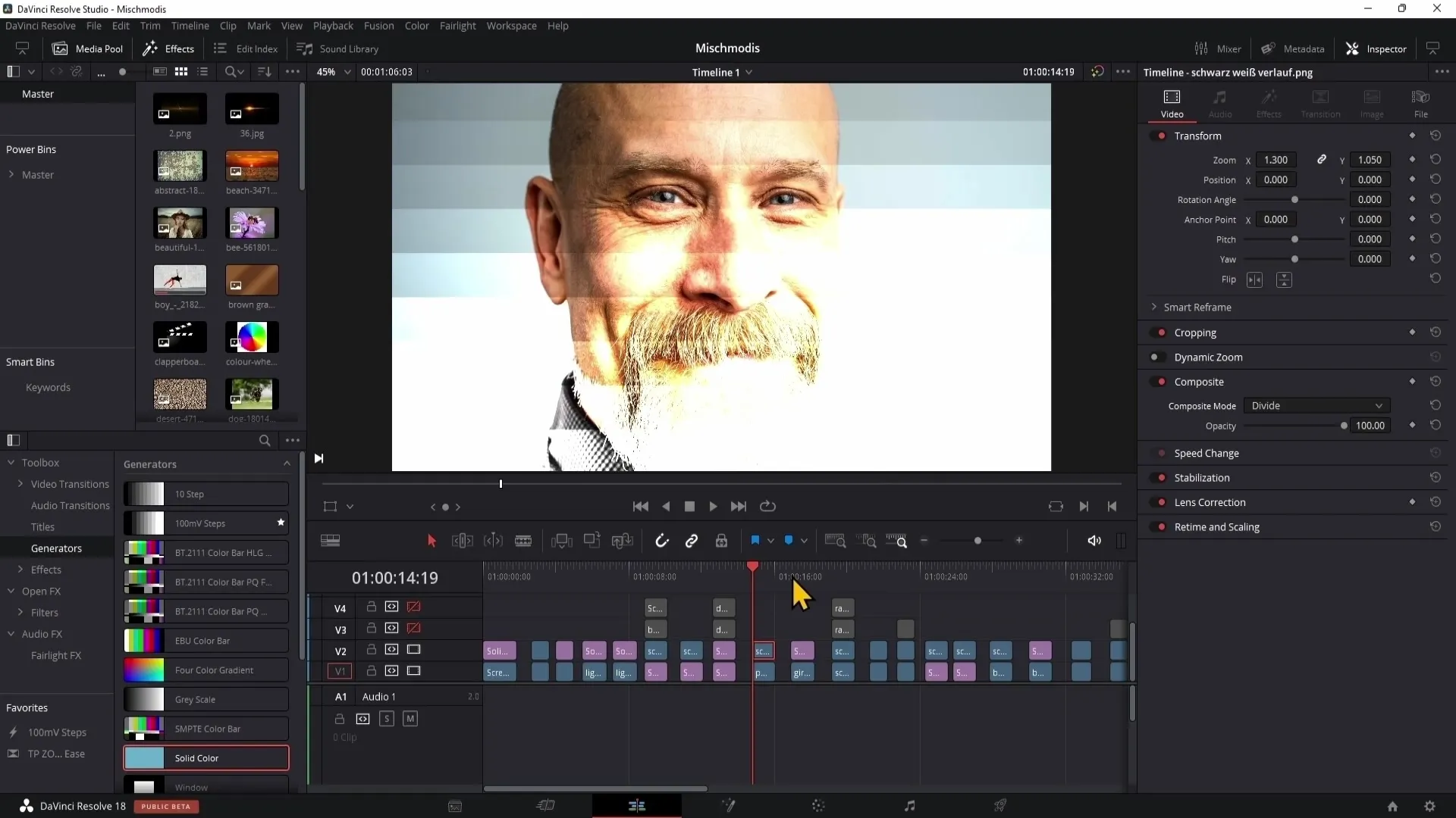 DaVinci Resolve: Použití režimů kompozice (první část)