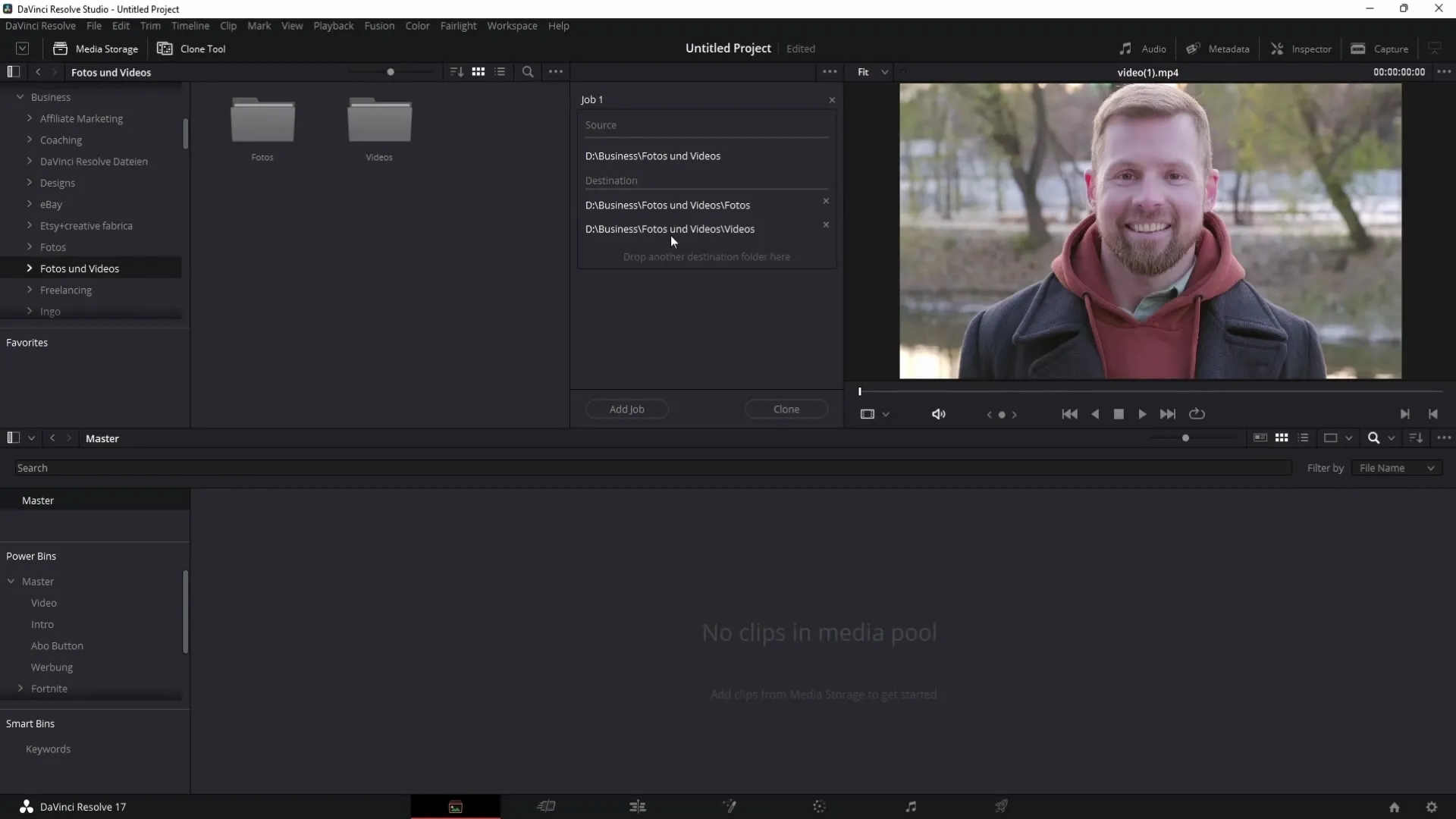 Vytvoření bezpečné zálohy souborů v DaVinci Resolve
