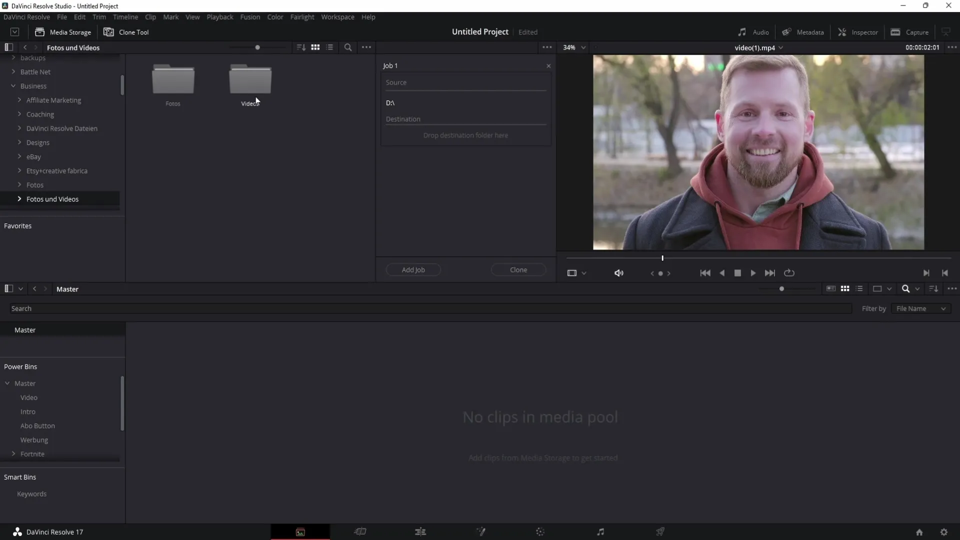 Vytvoření bezpečného záložního kopie souborů v DaVinci Resolve