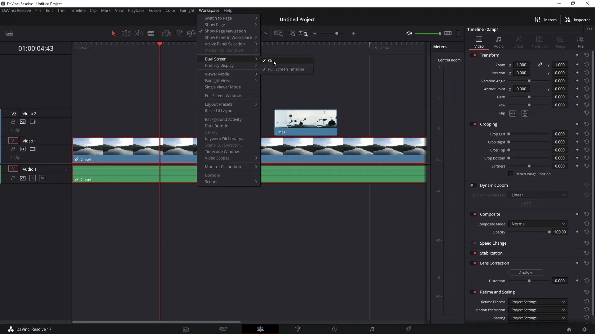 Efektivní práce s duálním monitorem v programu DaVinci Resolve