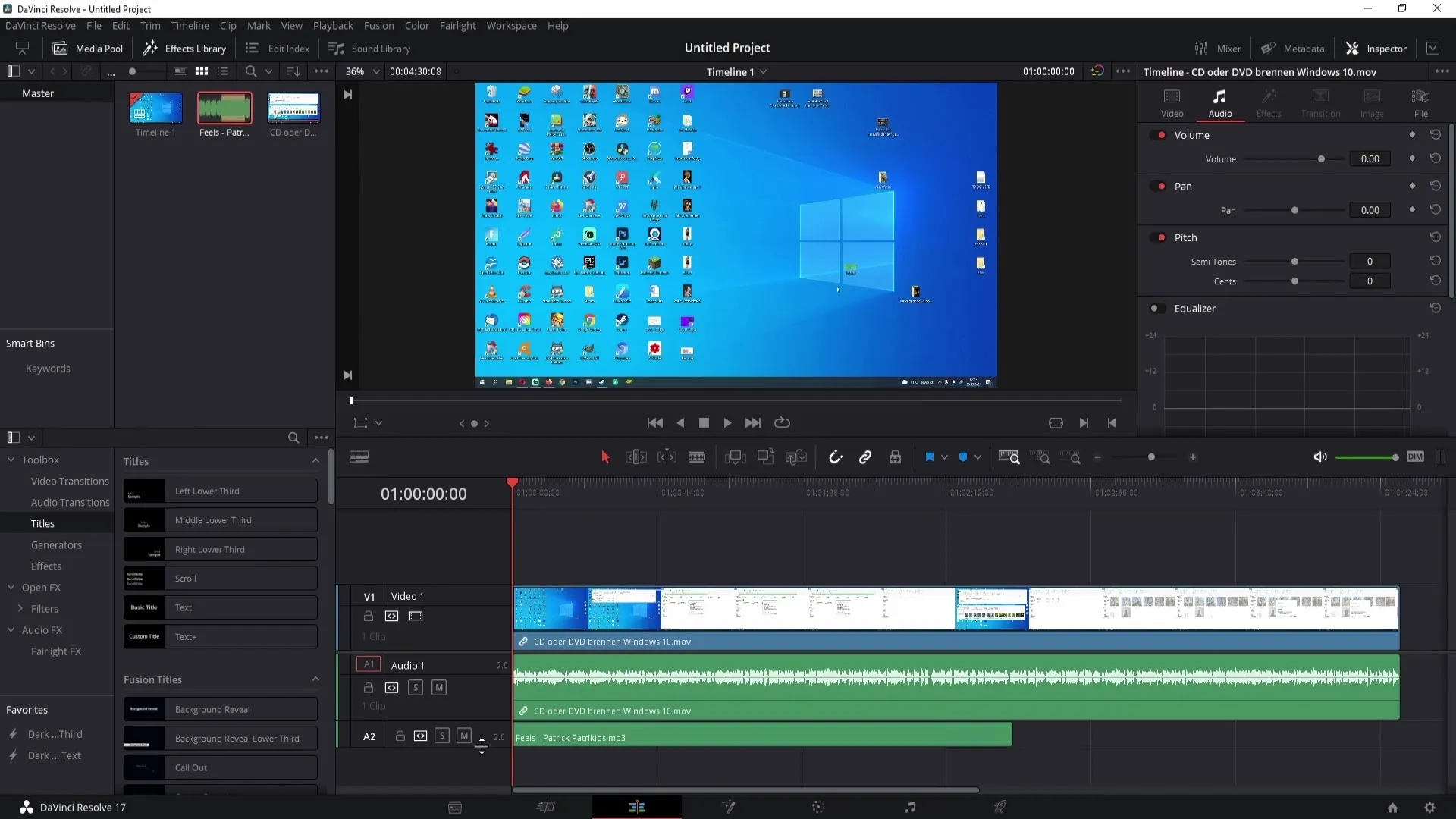 Přidat a upravit hudbu v programu DaVinci Resolve