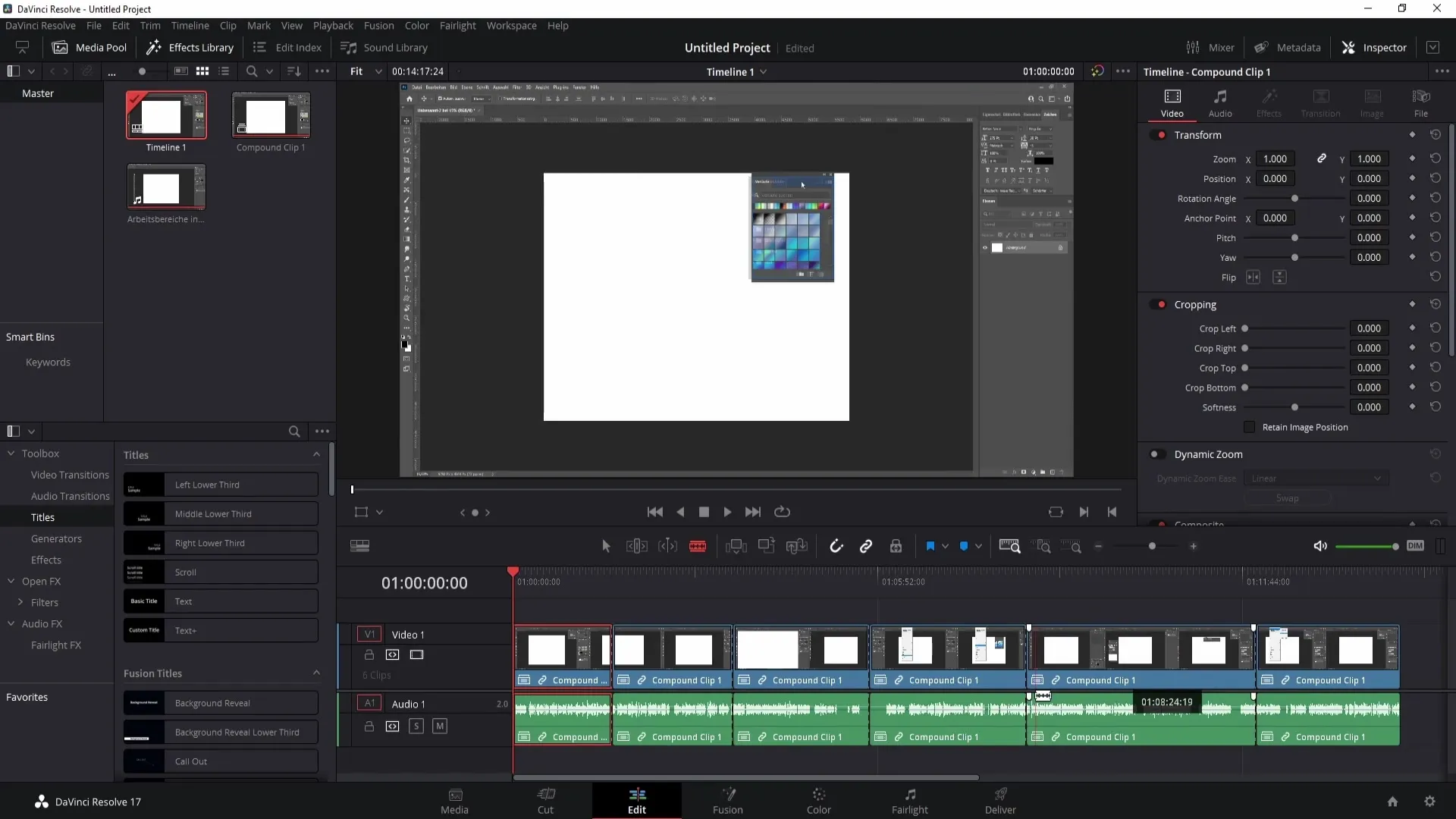 Spojování klipů v programu DaVinci Resolve - postup krok za krokem