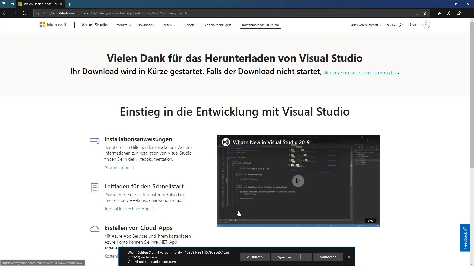 C# Programmierung - Schrittweise Installation von Visual Studio Community
