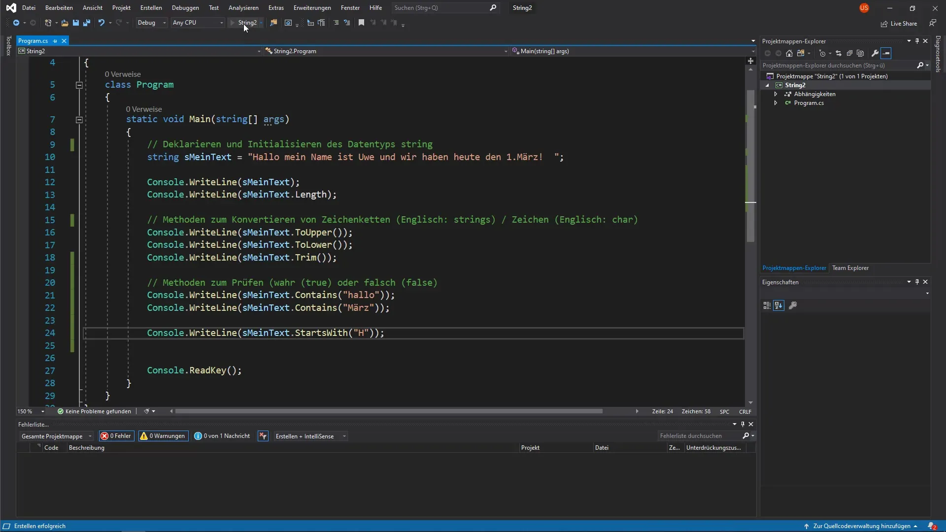 C# String-Methoden im Detail: Suchen und Ändern