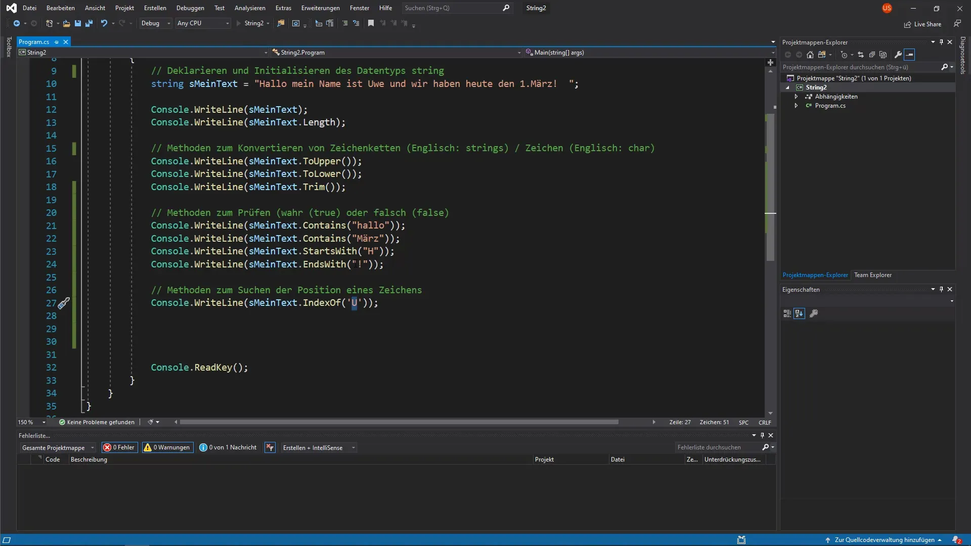 C# String-Methoden im Detail: Suchen und Ändern