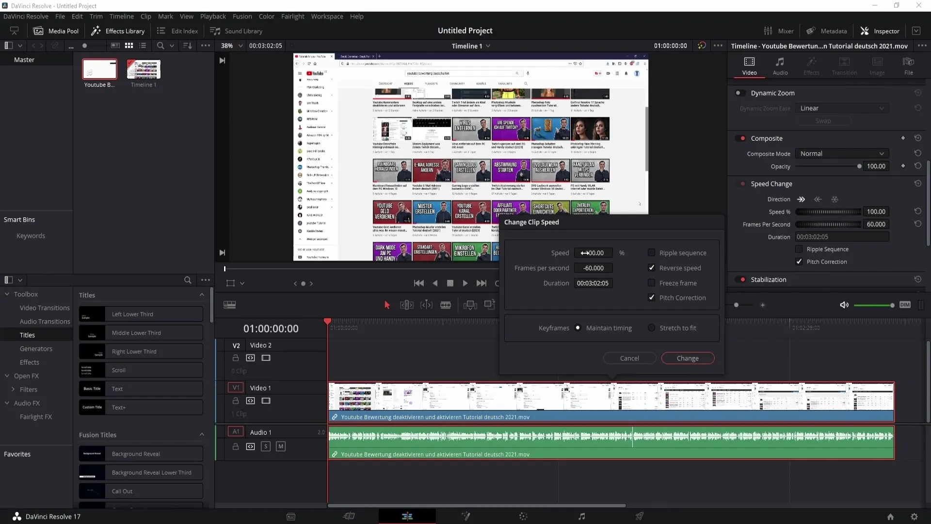 Přehrávání videí v programu DaVinci Resolve pozpátku - Snadný návod