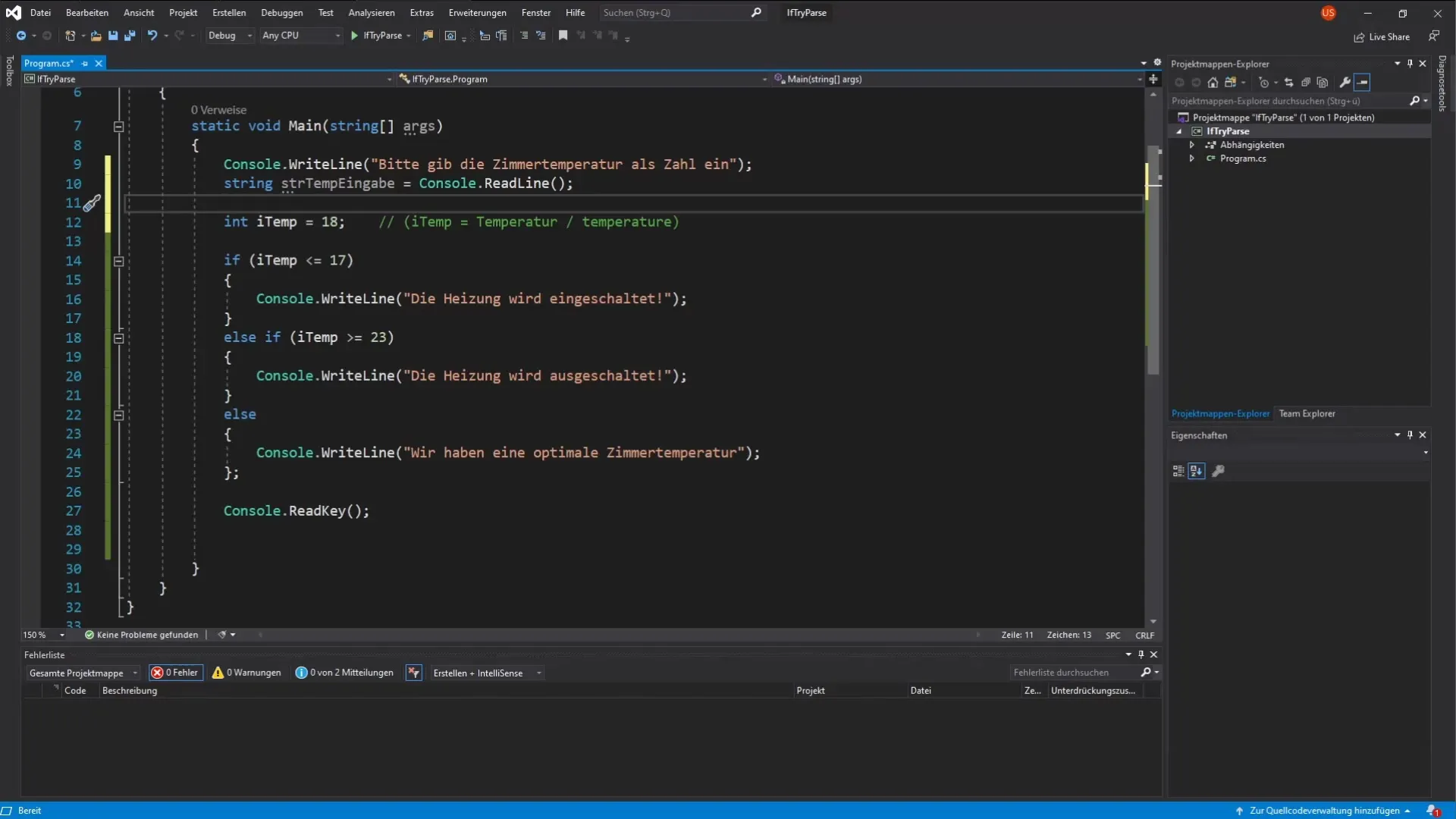 C#-Programmierung: Mit TryParse und If-Bedingungen umgehen C#-Programmierung: Mit TryParse und If-Bedingungen umgehen
