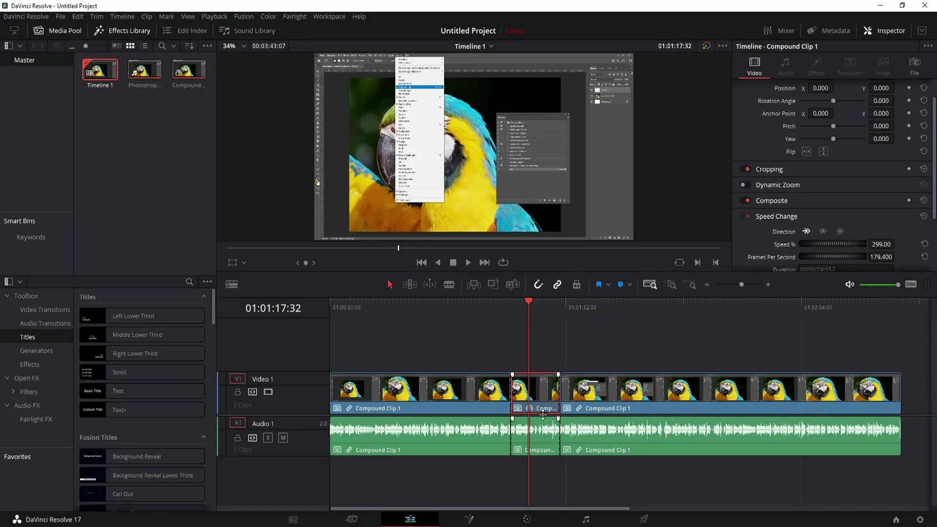 DaVinci Resolve: Úprava rychlosti klipů a zvuku