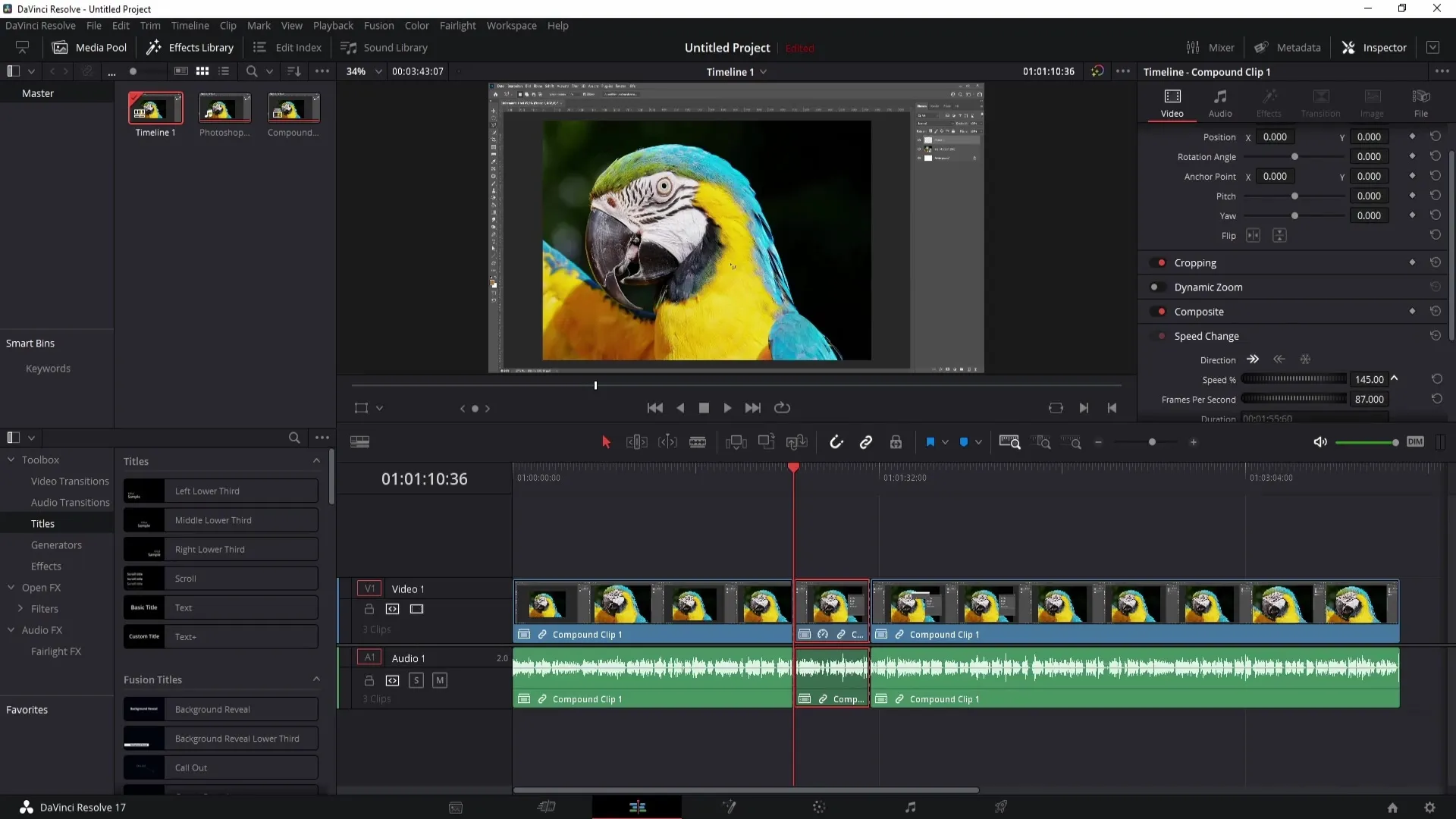 DaVinci Resolve: Úprava rychlosti klipů a zvuku