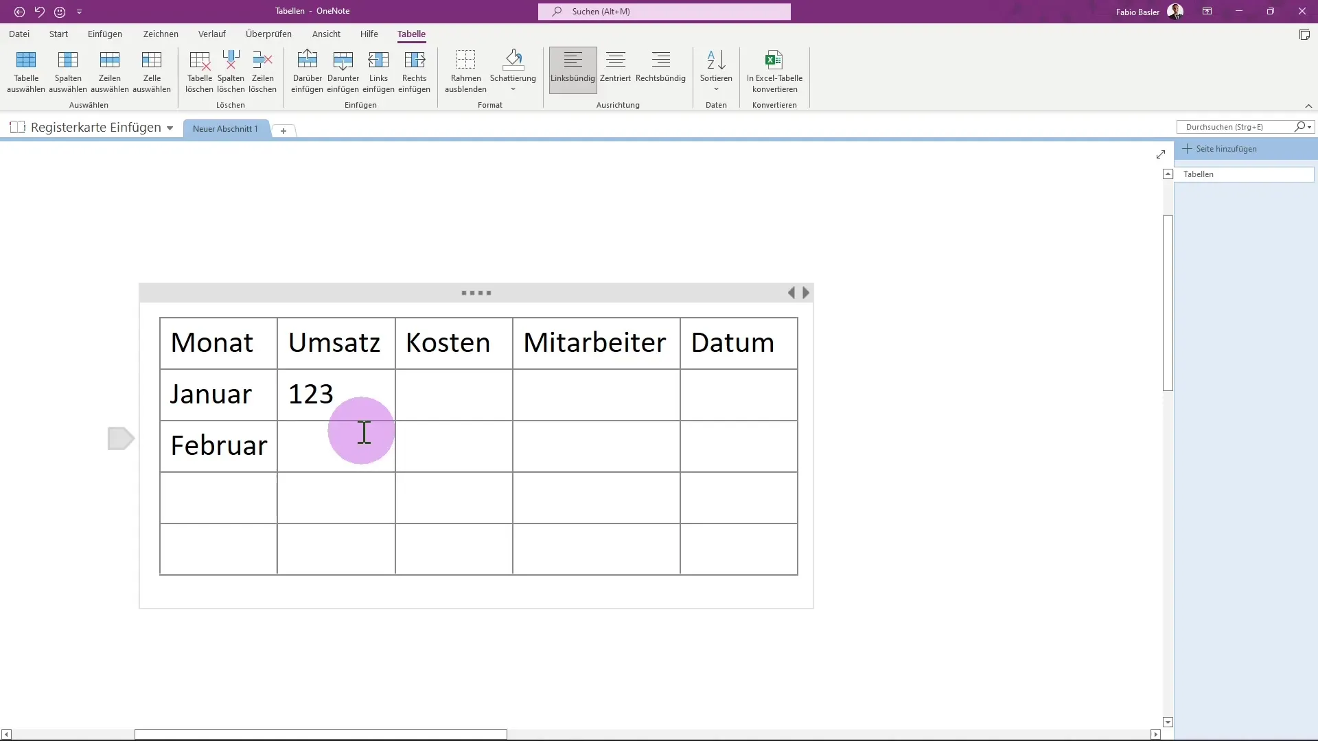Effiziente Tabellenarbeit in OneNote