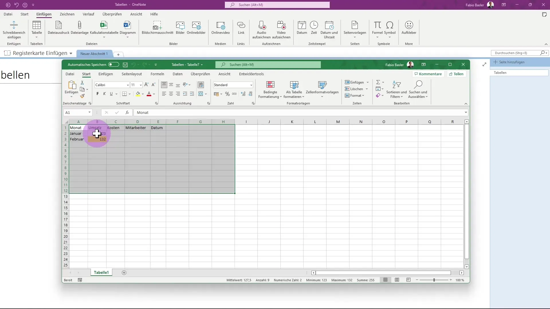 Effiziente Tabellenarbeit in OneNote