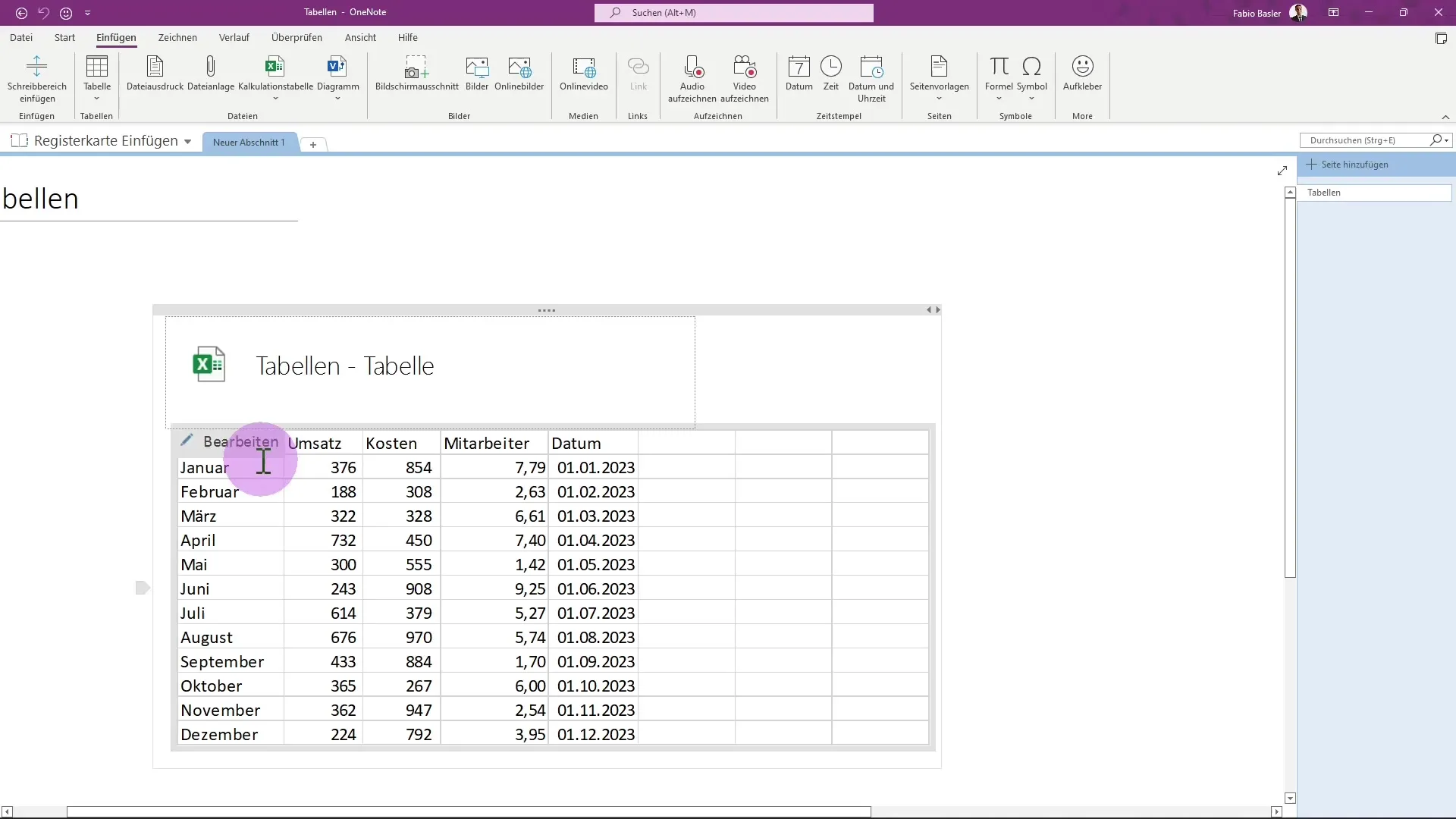 Effiziente Tabellenarbeit in OneNote