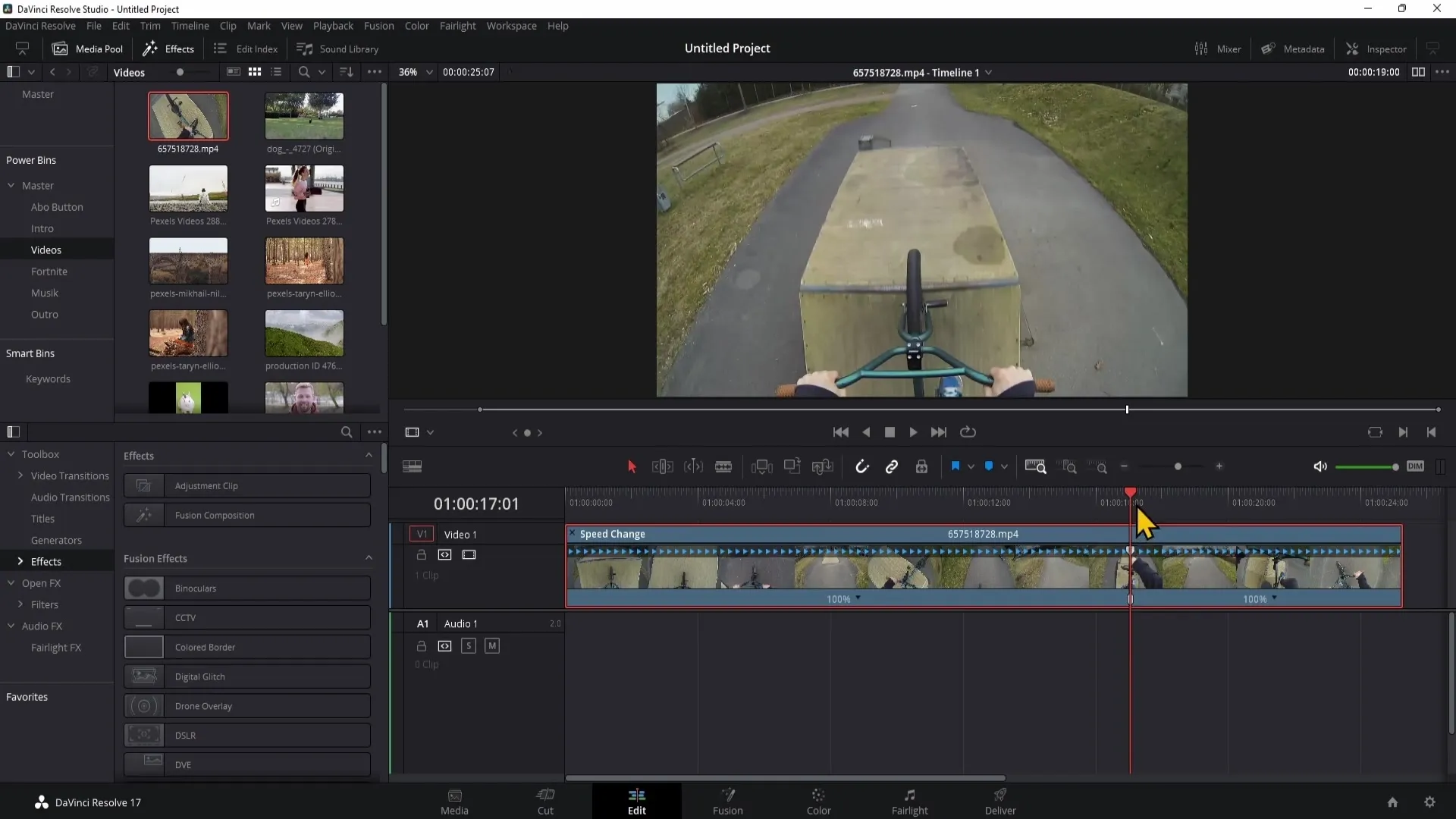Návod k použití řízení Retime v DaVinci Resolve