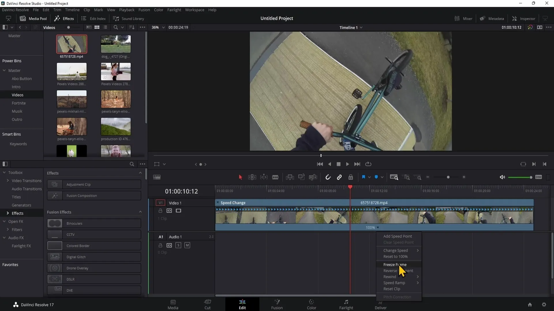 Návod k použití ovládacích prvků Retime v DaVinci Resolve