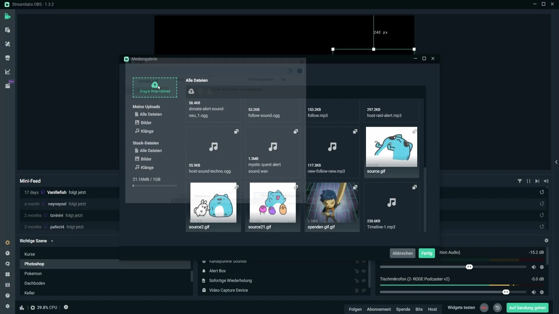 So richtest du ein Spendenglas in Streamlabs OBS ein