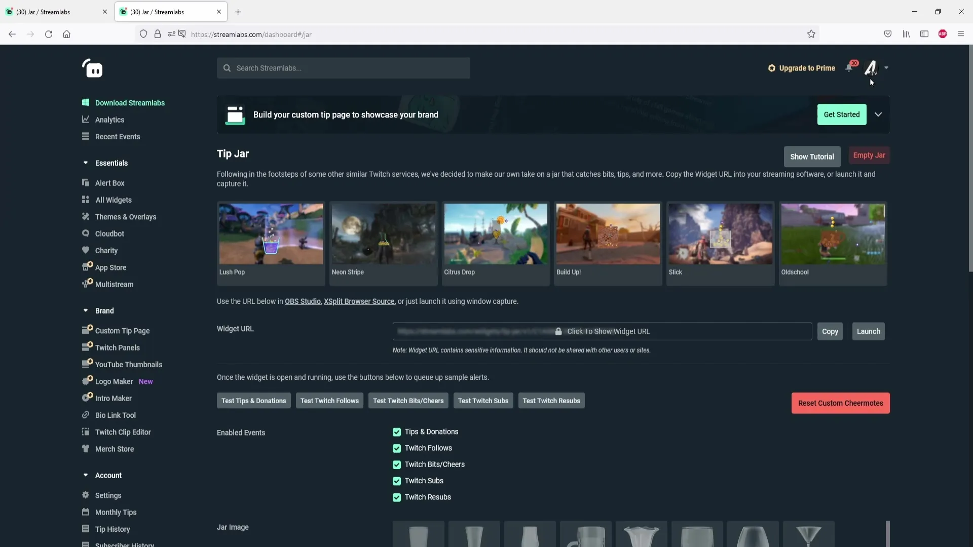 So richtest du ein Spendenglas in Streamlabs OBS ein