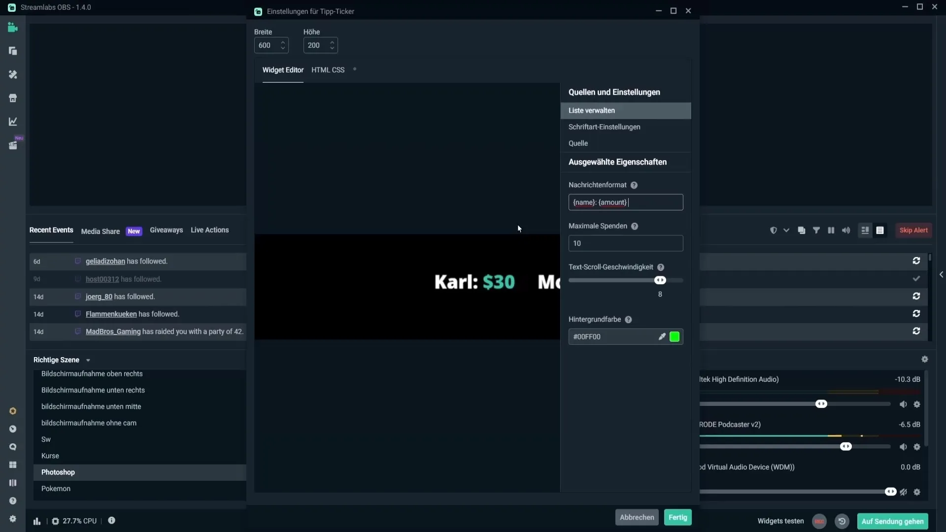 Tipp-Ticker Einrichten: Spenden Effektiv Zeigen in Streamlabs OBS