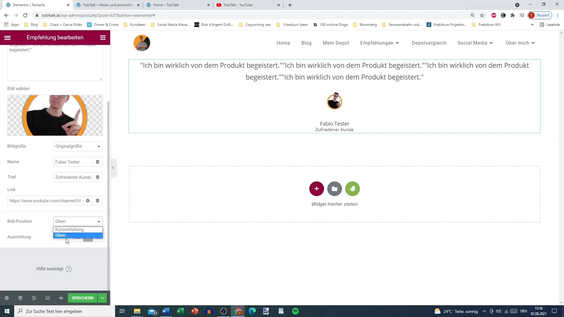 Testimonials mit Elementor gestalten