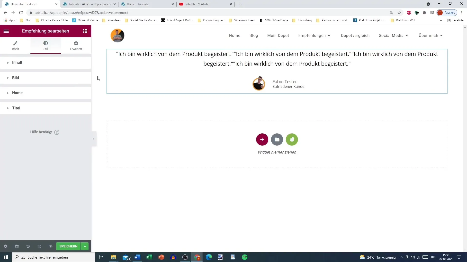 Testimonials mit Elementor gestalten