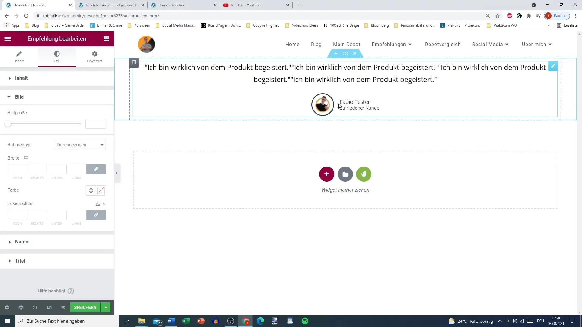 Testimonials mit Elementor gestalten
