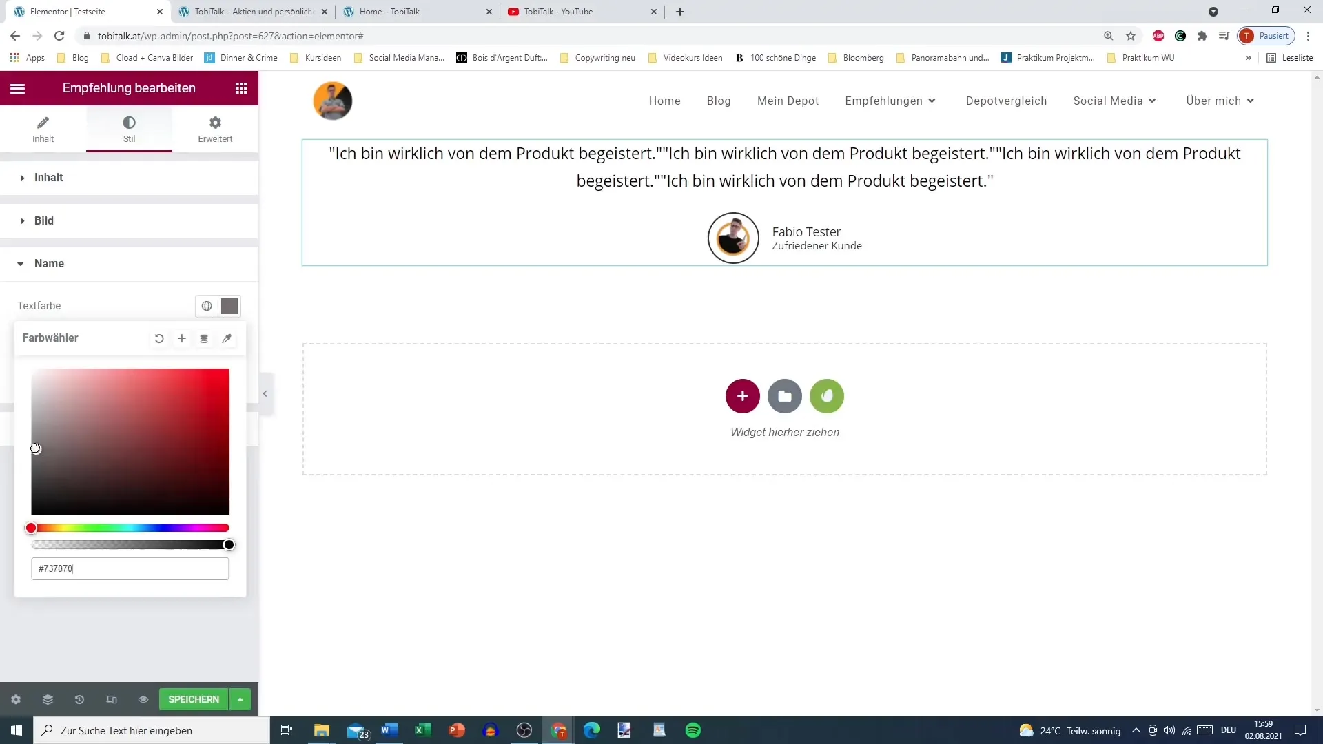 Testimonials mit Elementor gestalten
