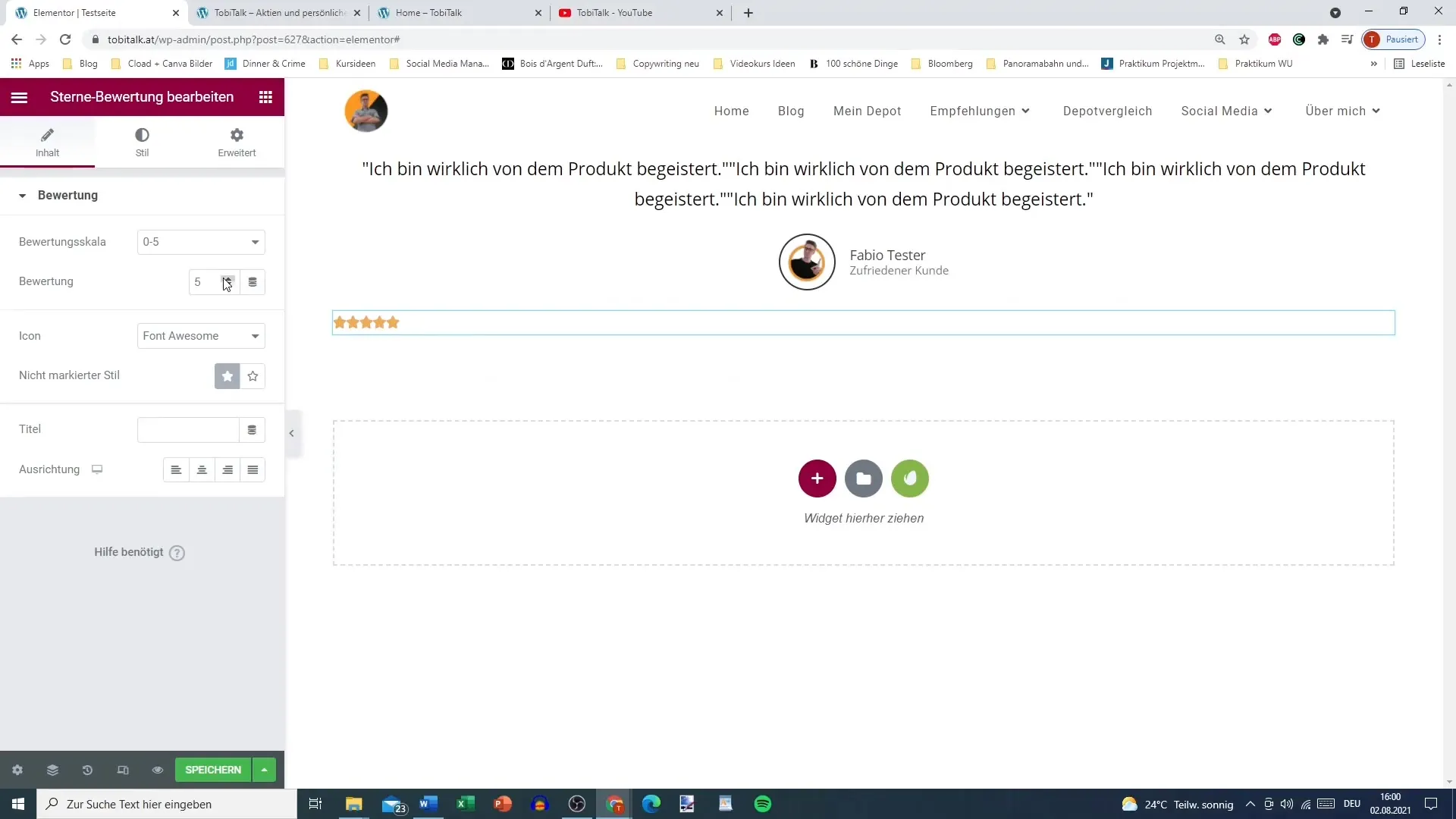 Testimonials mit Elementor gestalten