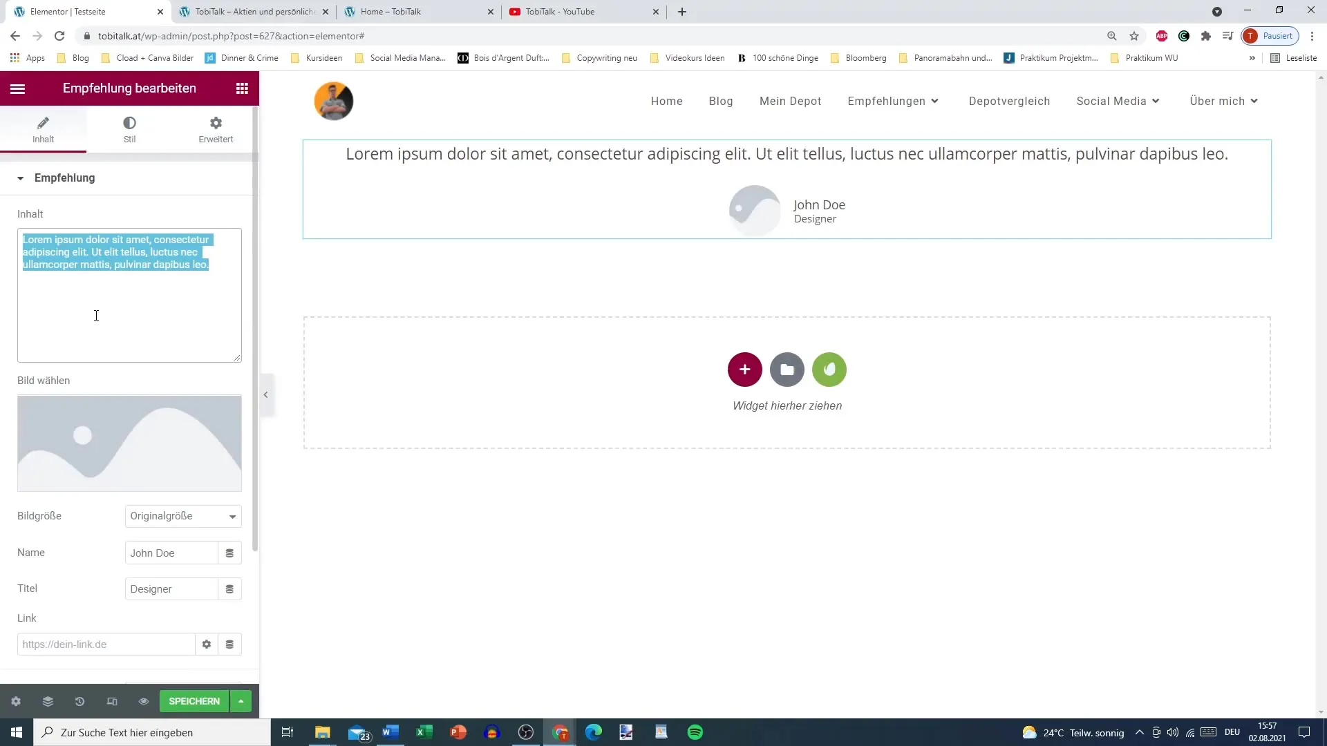 Testimonials mit Elementor gestalten