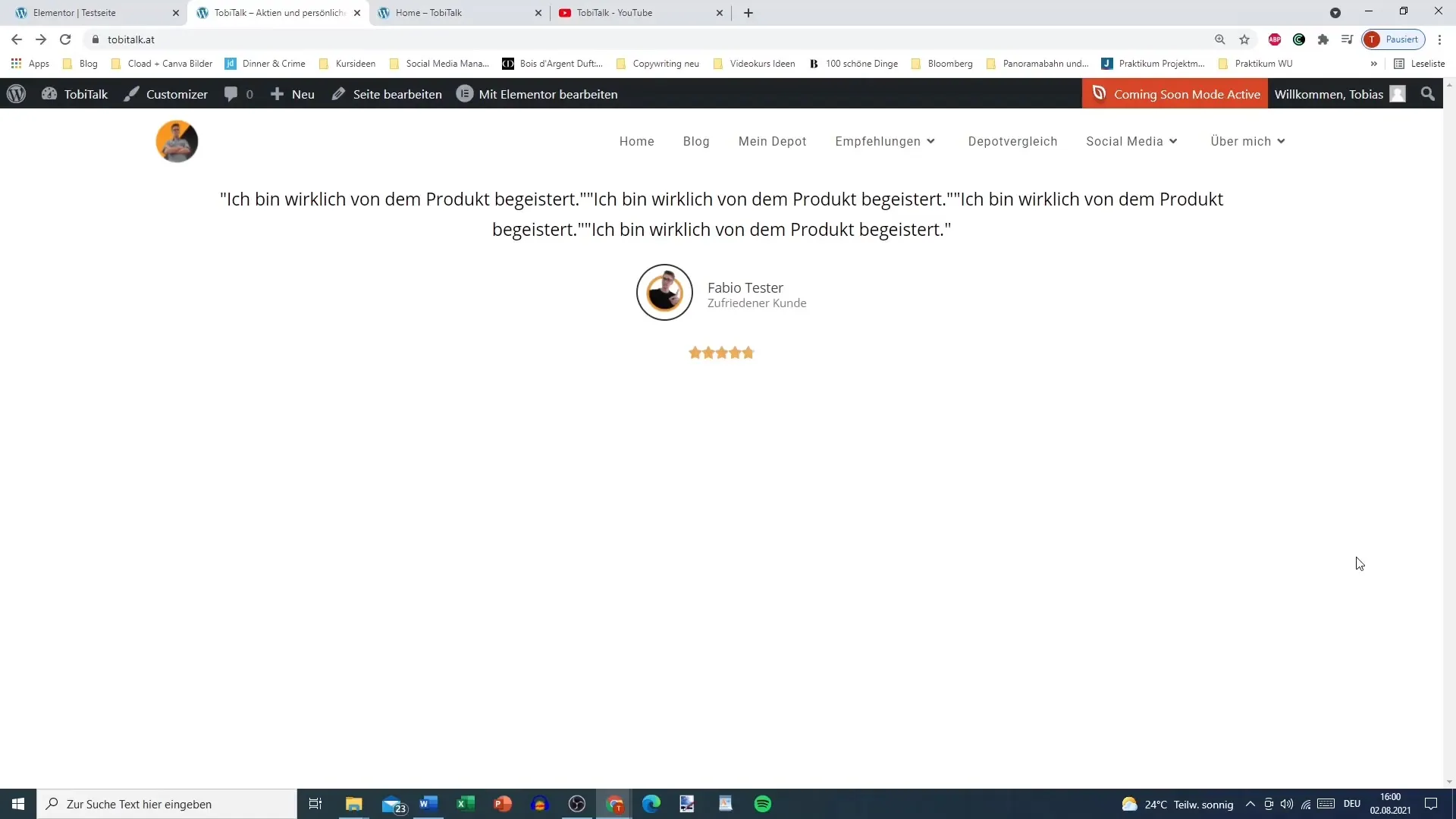 Testimonials mit Elementor gestalten